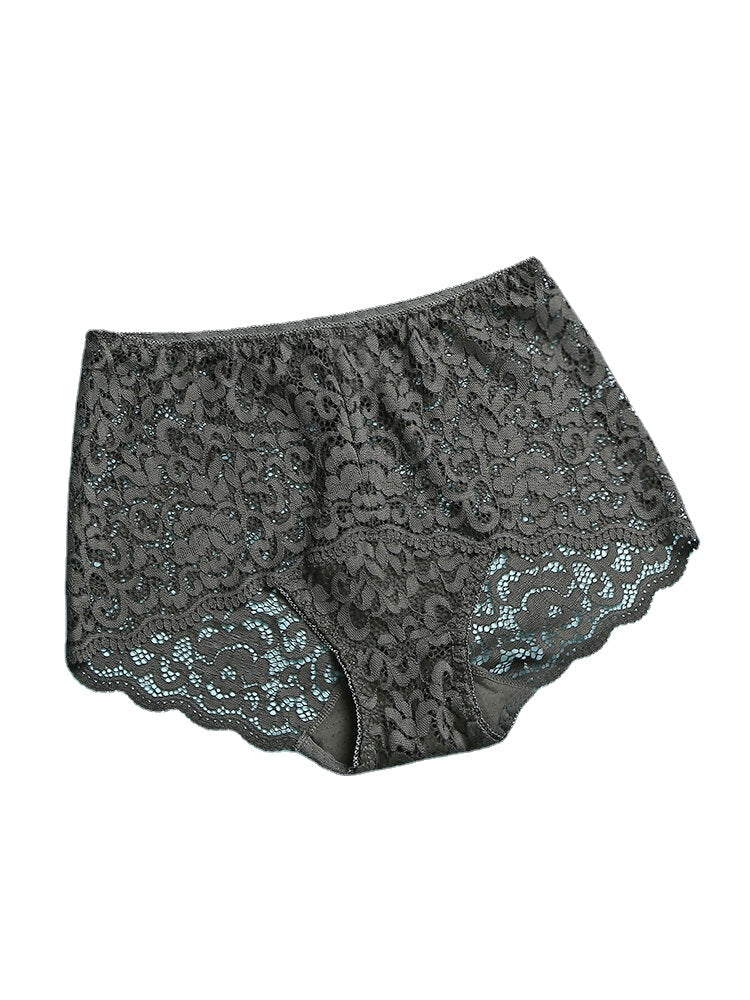 Women Lace Hollow See Through Out Mid Waist Panties