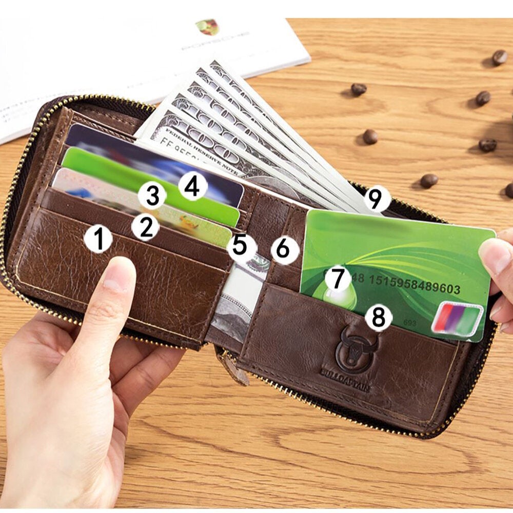 Zip Around Wallet RFID Blocking Secure Leather Card Holder for Men