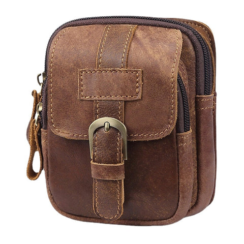Men Genuine Leather Retro Business Sport 4.7 Inch Phone Bag Waist With Belt Loop