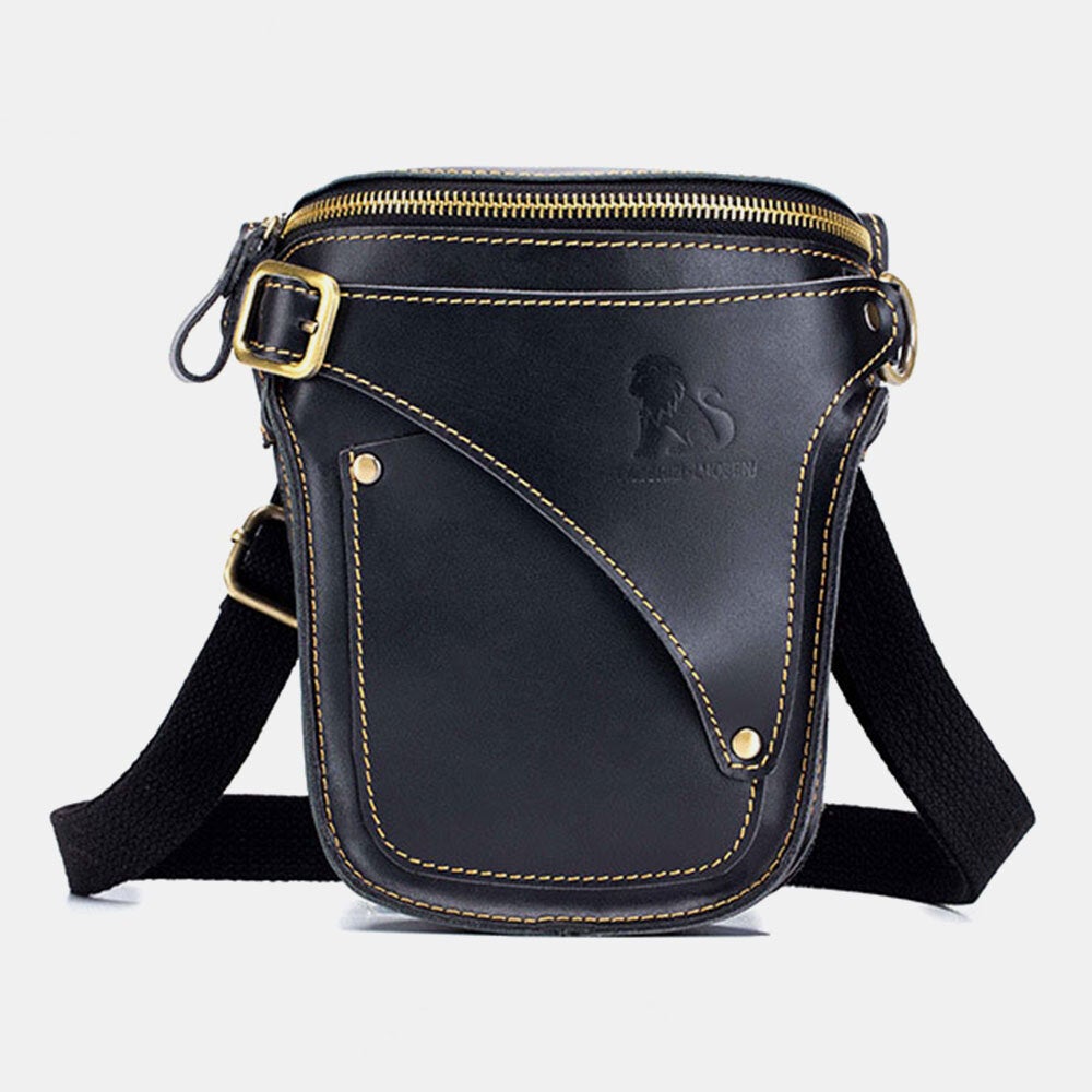 Men Genuine Leather Large Capacity Anti-theft Waterproof Vintage 6.5 Inch Phone Bag Crossbody Shoulder Waist