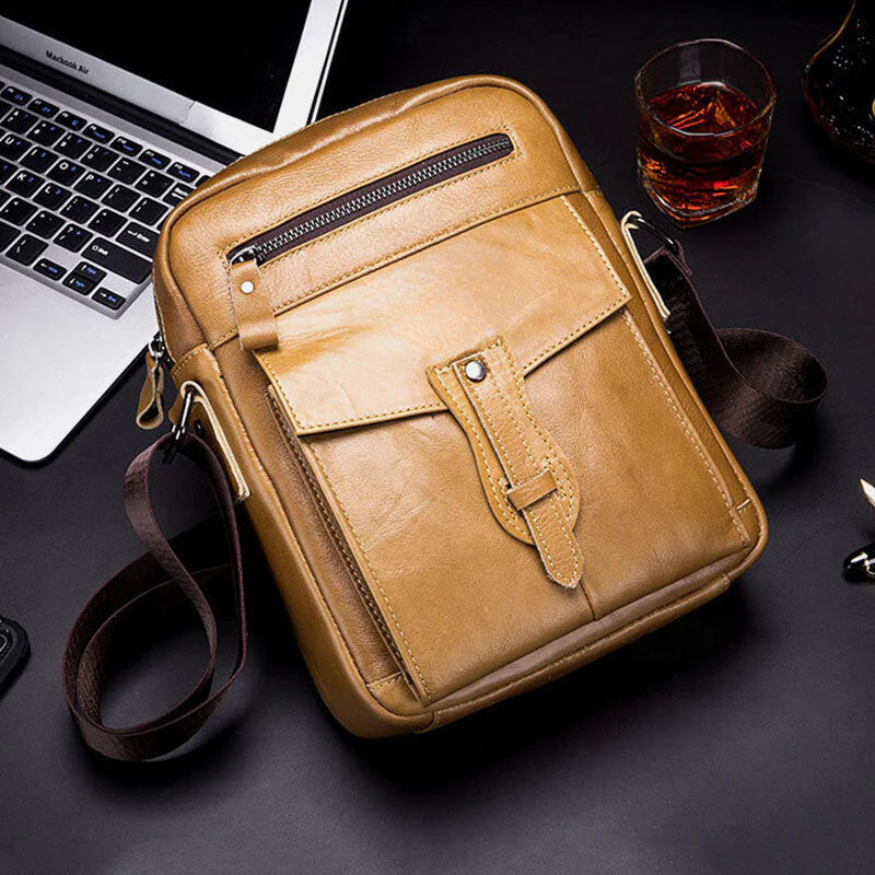 Men's Genuine Leather Retro Business Crossbody Shoulder Bag