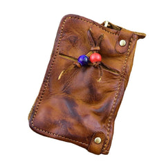 Men Genuine Leather Buckle Side Pull Pocket Key Bag Wallet