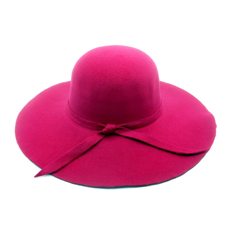 Autumn Winter Summer Fashion Fedoras Vintage Pure Women'S Beach Sun Hat Female Waves Large Brim Sunbonnet Fedoras Lady Sun Hat - Sheseelady