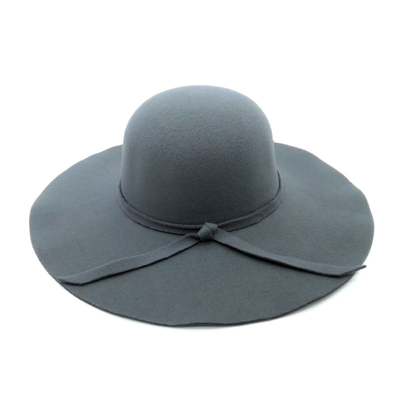 Autumn Winter Summer Fashion Fedoras Vintage Pure Women'S Beach Sun Hat Female Waves Large Brim Sunbonnet Fedoras Lady Sun Hat - Sheseelady