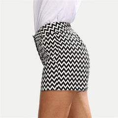 New Fashion Plaid Shorts Women Summer Black And White Mid Waist Casual Pocket Straight