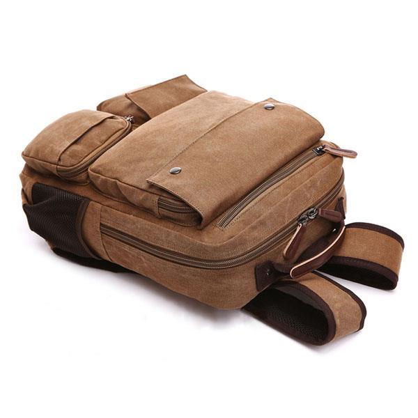 Men Canvas Big Capacity Travel Zipper Multifunctional Shoulders Bag Backpack