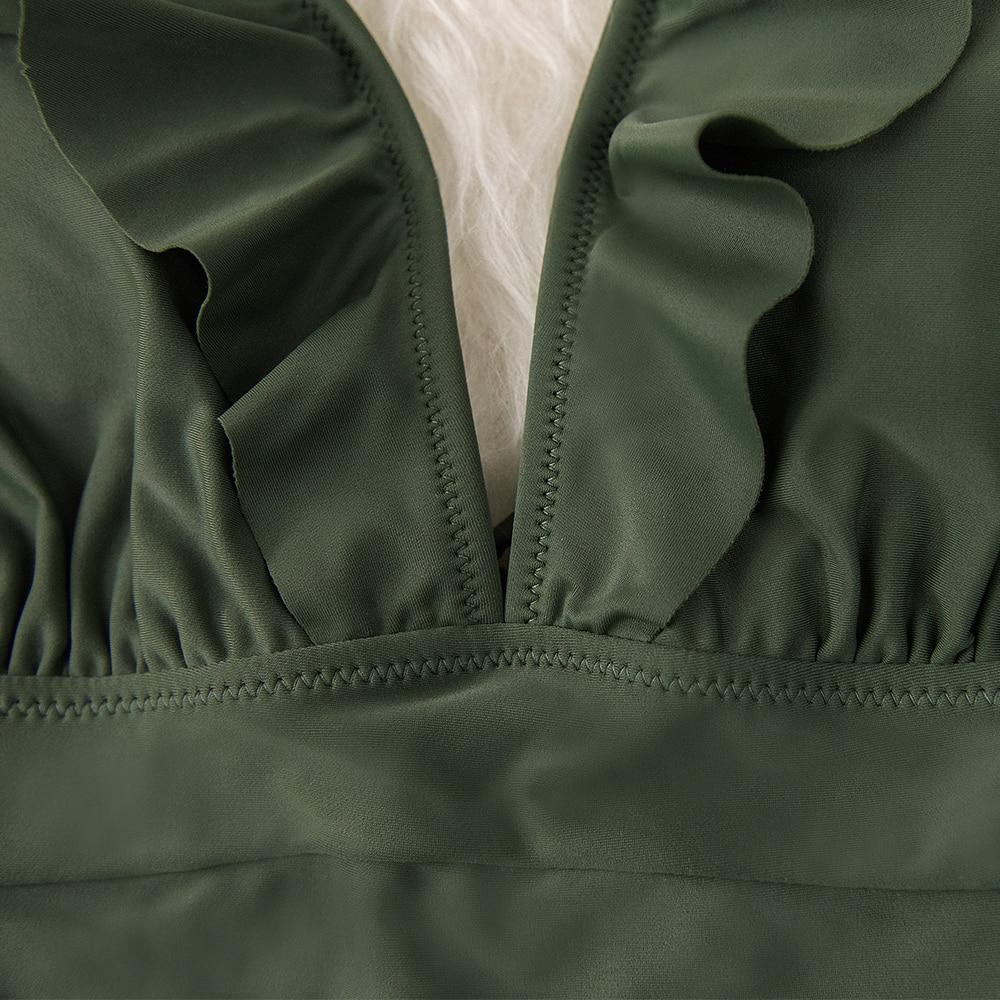 Sexy Women's Ruffled Lace-up Monokini Swimsuit One Piece