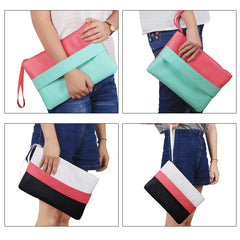 Patchwork Candy Color Leather Wristlet Bag