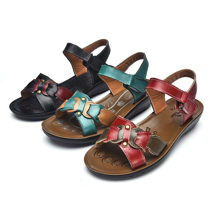 Casual Genuine Leather Sandals Women Wedge Sandals Platform Summer Shoes Ladies Sandalias Beach Shoes Chaussures Femme - Sheseelady