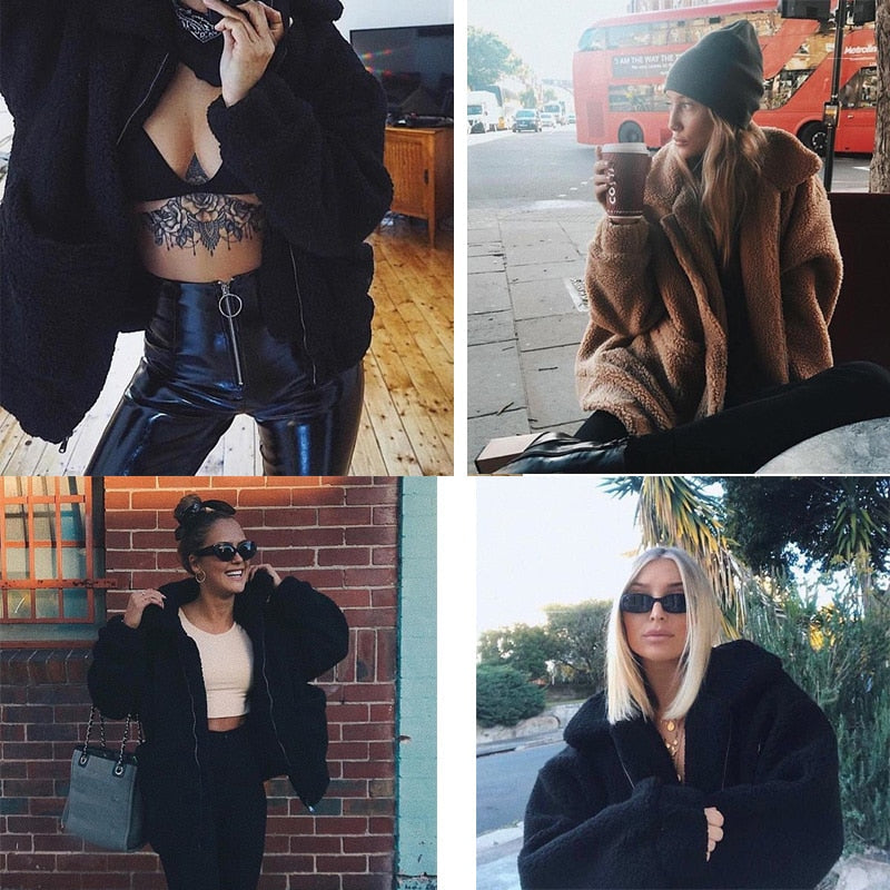 Elegant Faux Fur Coat Women Autumn Winter Warm Soft Zipper Fur Jacket Female Plush Overcoat Casual Outerwear - Sheseelady