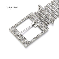 Fashion Luxury Women'S Rhinestone Belt Female Ten Row Bright Bride Wide Bling Crystal Diamond Waist Chain Belt Rhinestones - Sheseelady