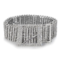 Fashion Luxury Women'S Rhinestone Belt Female Ten Row Bright Bride Wide Bling Crystal Diamond Waist Chain Belt Rhinestones - Sheseelady