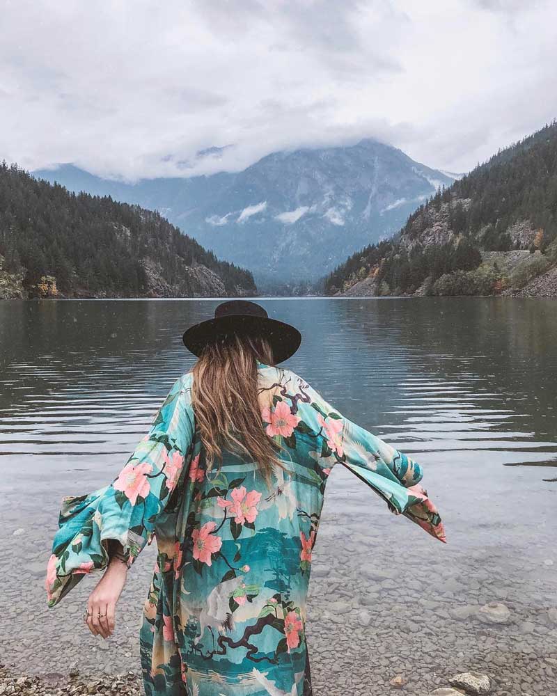 Vintage Sexy Ladies' Floral Print Kimono Beach Cover Up With Sashes Big Sleeve