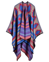 Women Poncho Scarf Cardigan Sweater Geometrical Print WarmCape Shawl Long Scarves Pashmina Outwear