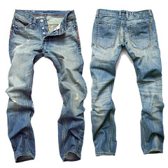 Casual Straight Slim Cotton Denim Men Jeans - Sheseelady