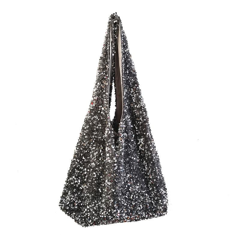 Women Fashion Sequins Shoulder Bag Large Capacity Female Glitter Beaded Tote Handbag Mermaid Sequins