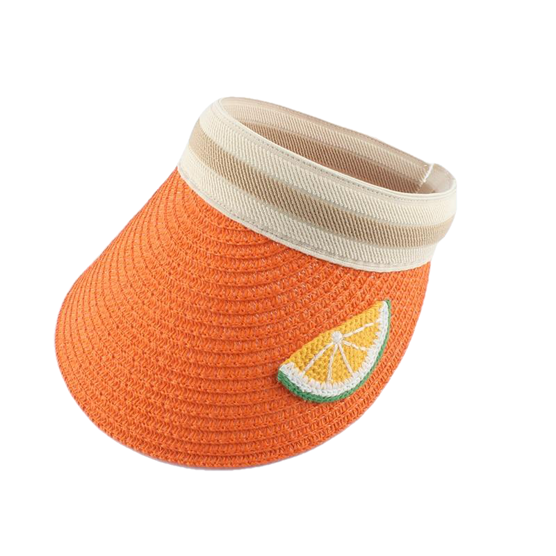 Children Cartoon Straw Hat Summer Hat For Kids Boys Girls Fruit Embroidery Sun Visor Hat Baby UV Protection Beach Hat