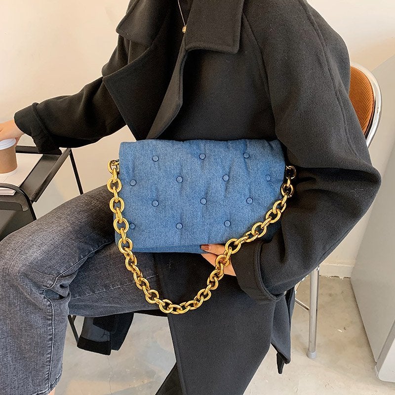 Women's Quality Shoulder Bags With Thick Metal Chain