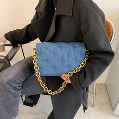 Women's Quality Shoulder Bags With Thick Metal Chain