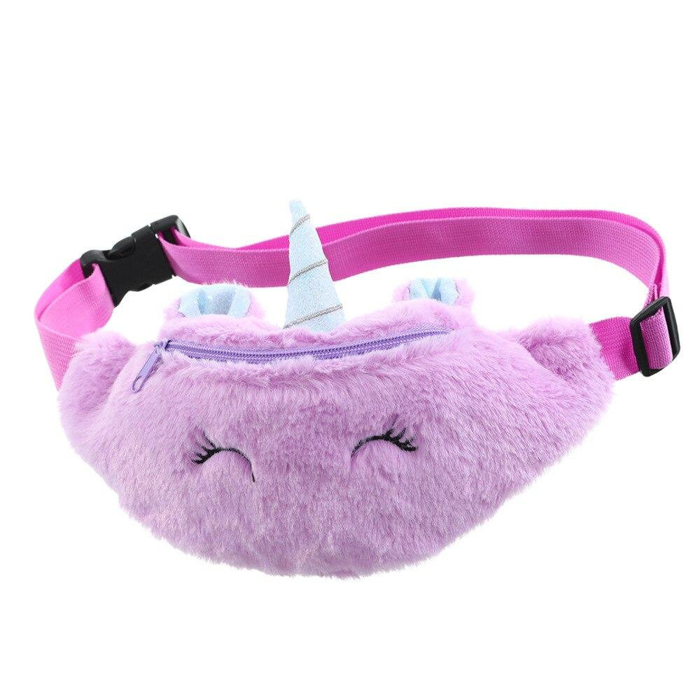 Fashionable Girls' Plush Waist Bag With Cute Unicorn Shape For Phone Coin