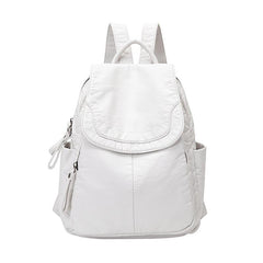 Fashion Casual Large Capacity Ladies' Washed Soft Leather Backpack For Outdoor