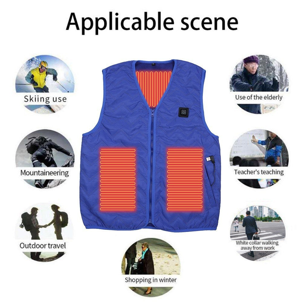 Unisex Heated Vest with Rechargeable Intelligent Thermostat, Waterproof, Washable, Auto-Regulating for Winter