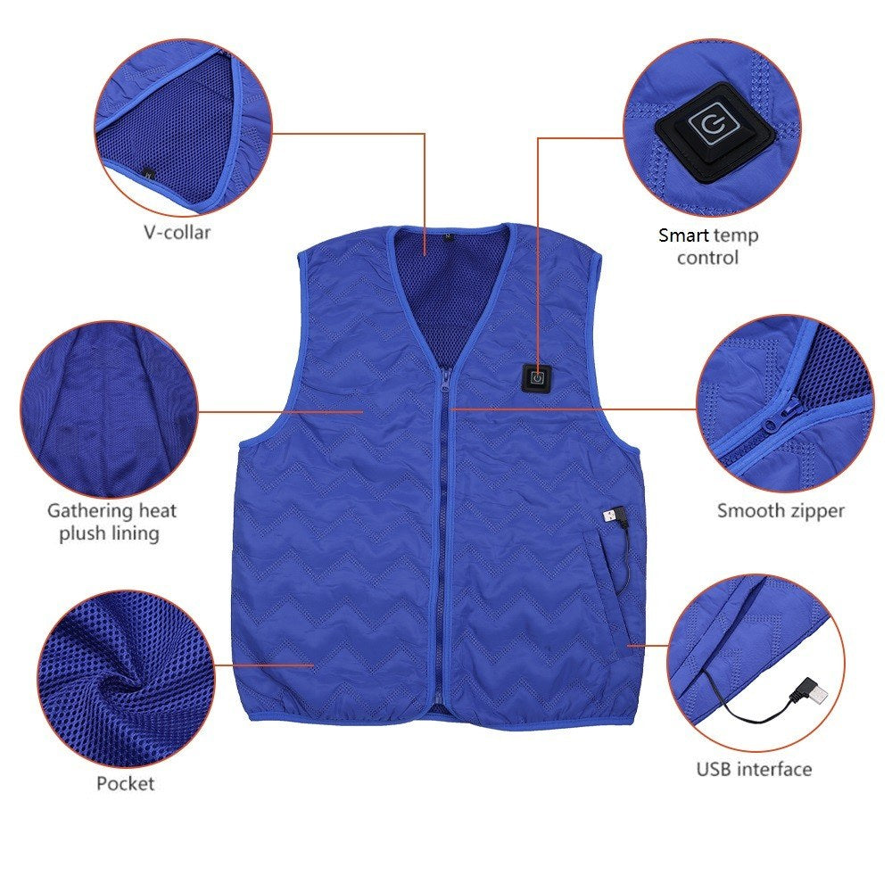 Unisex Heated Vest with Rechargeable Intelligent Thermostat, Waterproof, Washable, Auto-Regulating for Winter