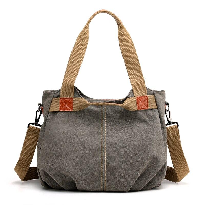 Trendy Casual Ladies' Zippered Canvas Shoulder Bags