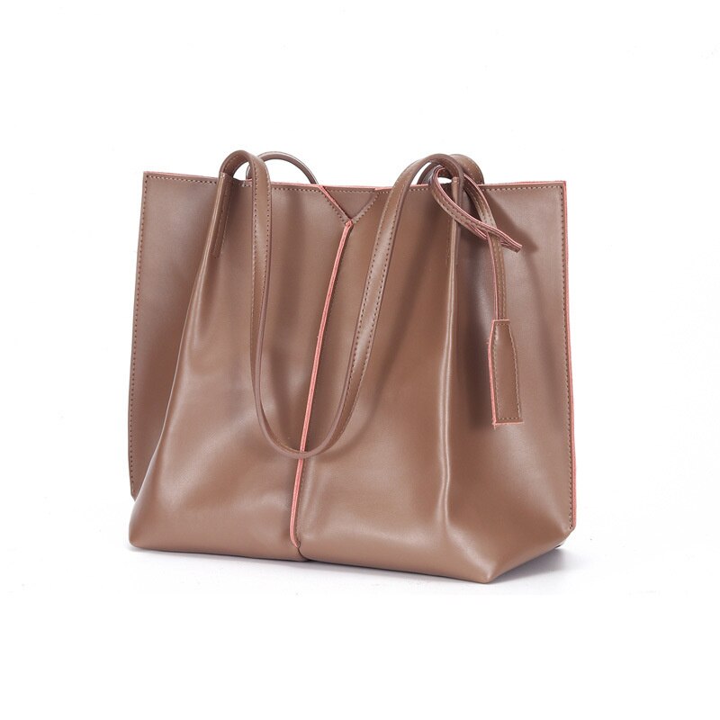 Large capacity Tote Bag female simple soft leather commuting bag College Students Leisure Fashion