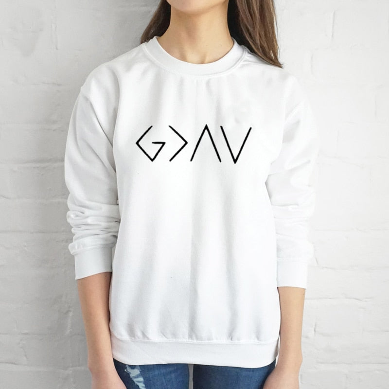 God Is Greater Than The Highs And Lows Women Sweatshirt Full Sleeve Believe Female Jesus Jumper Christian Pullover
