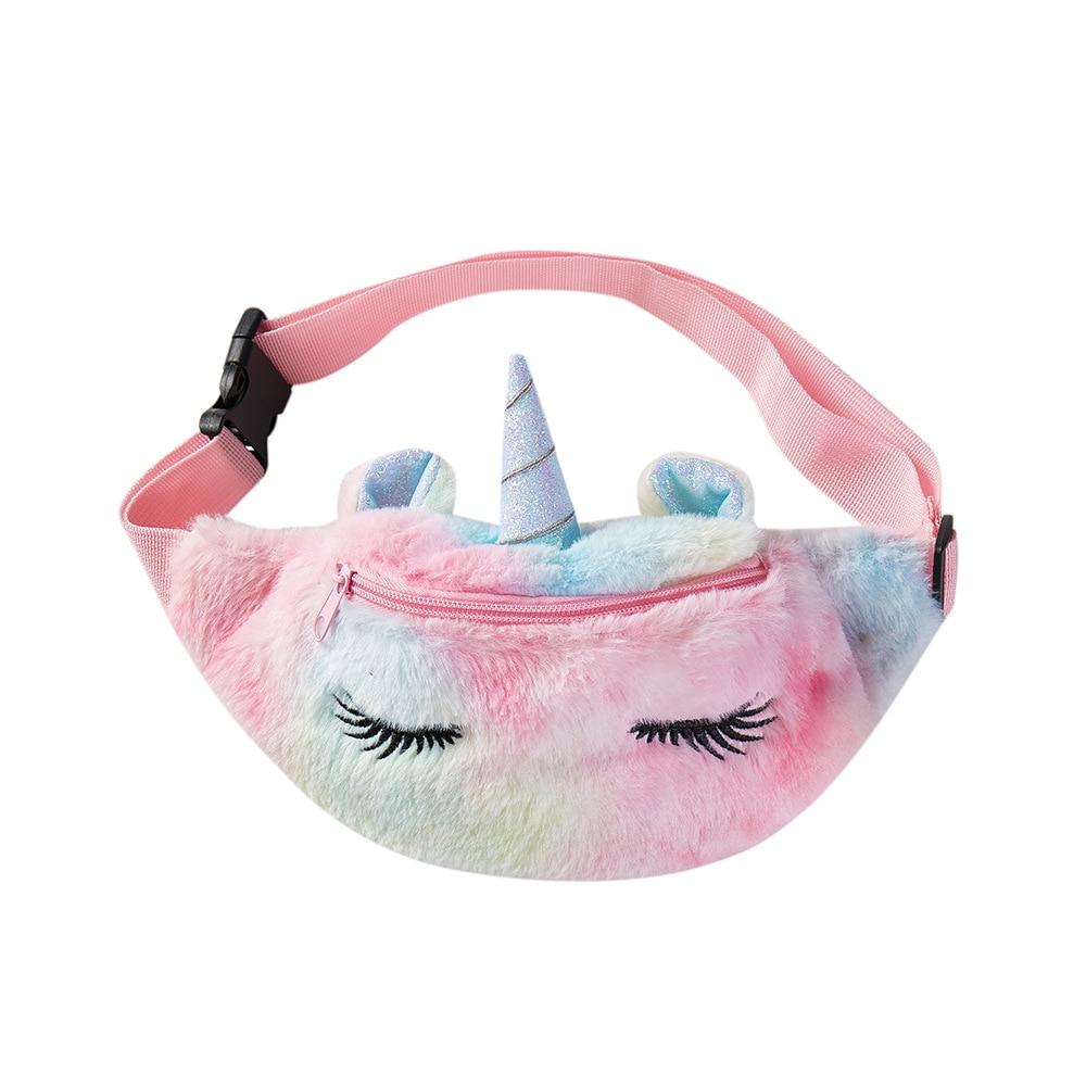 Fashionable Girls' Plush Waist Bag With Cute Unicorn Shape For Phone Coin