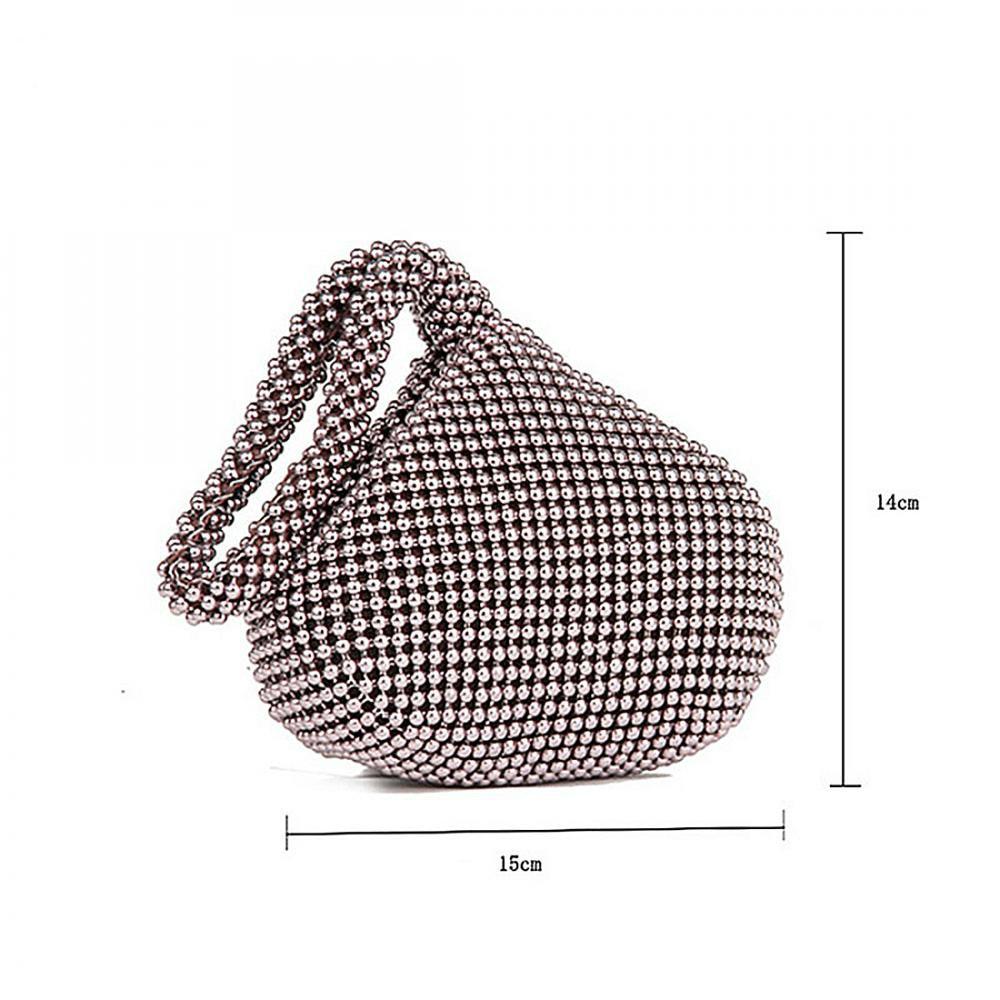 Trendy Women's Rhinestone Surface Metallic Clutch Bag For Party Wedding