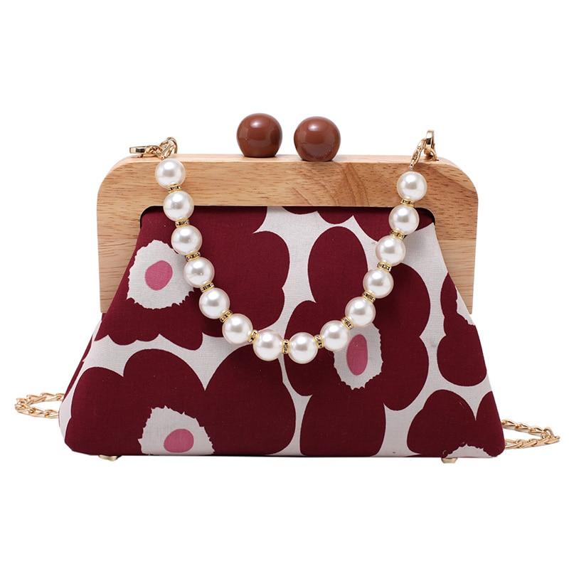 Luxury Fashionable Women's Shoulder Bags With Wooden Border