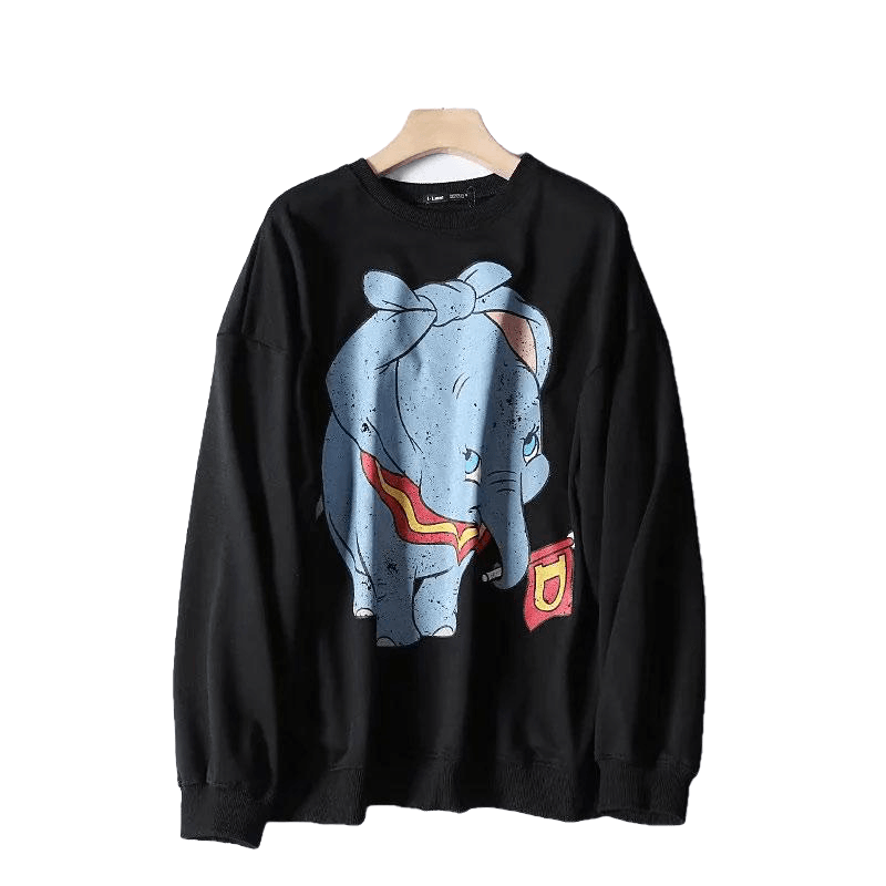 Casual Black Pink Lion King Print Women Hoodies Long Sleeve O Neck Ladies Sweatshirt Pullover