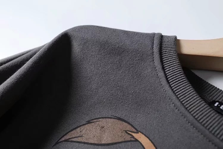 Casual Black Pink Lion King Print Women Hoodies Long Sleeve O Neck Ladies Sweatshirt Pullover