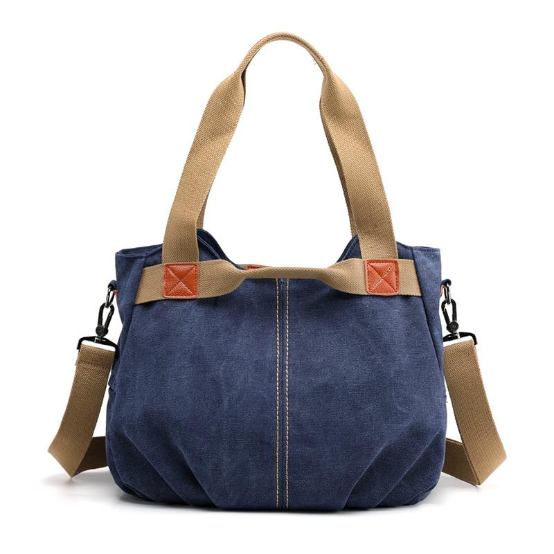Trendy Casual Ladies' Zippered Canvas Shoulder Bags