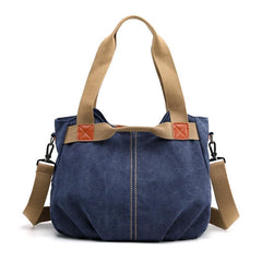 Trendy Casual Ladies' Zippered Canvas Shoulder Bags