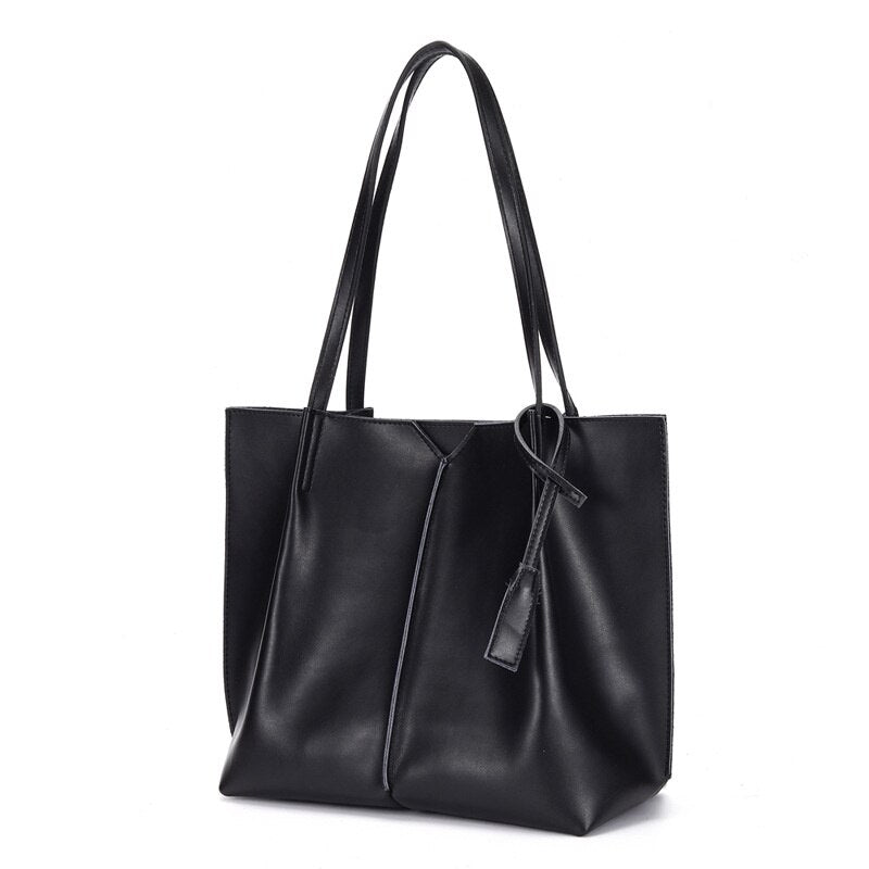 Large capacity Tote Bag female simple soft leather commuting bag College Students Leisure Fashion
