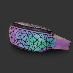 Fashionable Women's Fannypacks With Luminous Holographic Geometric Pattern