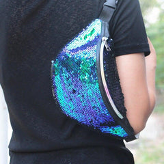 Leisure Fashionable Women's Sequined Leather Fannypacks