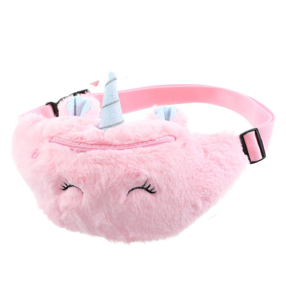 Fashionable Girls' Plush Waist Bag With Cute Unicorn Shape For Phone Coin