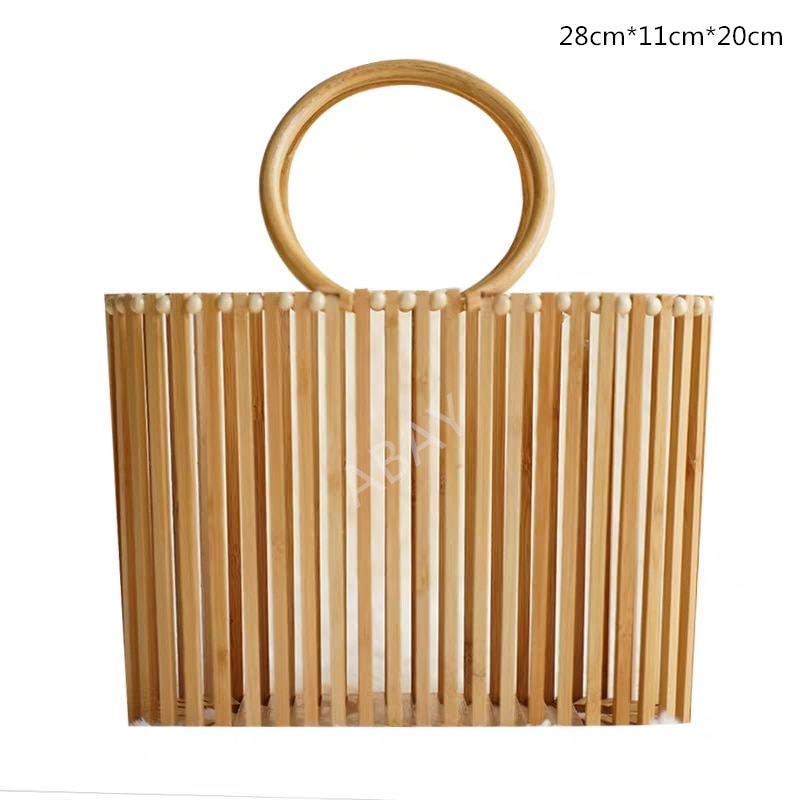 new Women's bamboo handbag Bohemia holiday beach bag Women's hollow woven rattan bag