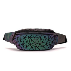 Fashionable Women's Fannypacks With Luminous Holographic Geometric Pattern