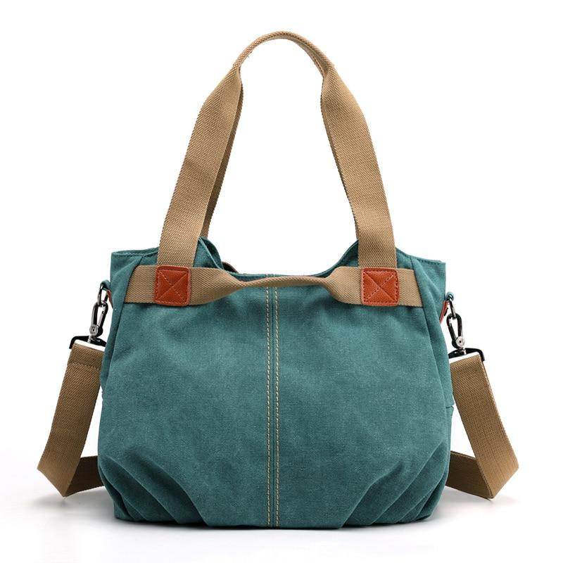 Trendy Casual Ladies' Zippered Canvas Shoulder Bags