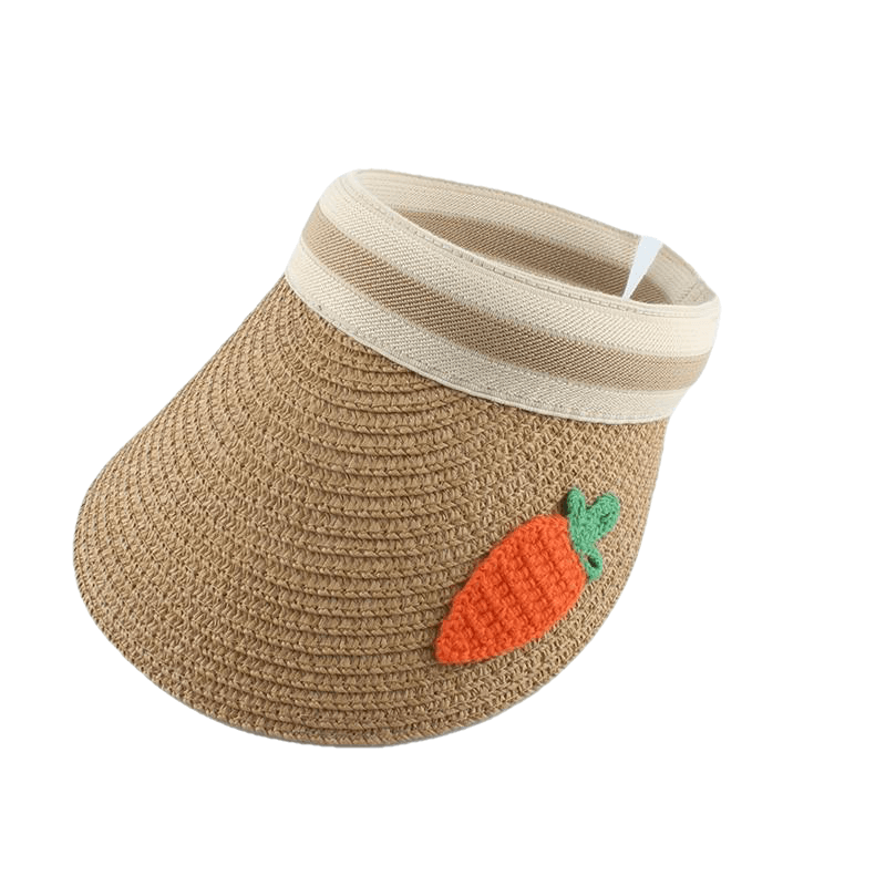 Children Cartoon Straw Hat Summer Hat For Kids Boys Girls Fruit Embroidery Sun Visor Hat Baby UV Protection Beach Hat