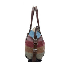 Vintage Casual Women's Large Canvas Shoulder Bags With Stripe Print