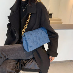 Women's Quality Shoulder Bags With Thick Metal Chain