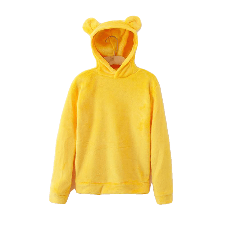 Casual Campus Pullovers Flannel Hoodies Sweatshirts Lovely With Bears Ears Solid Warm Autumn Winter Coat For Women'S