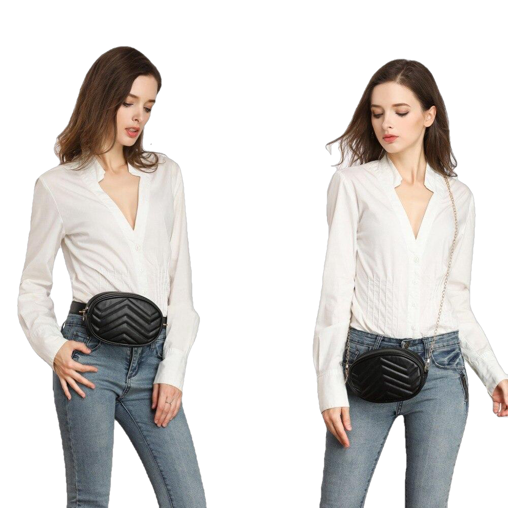 Fashionable Luxury Ladies' Round Leather Waist Packs