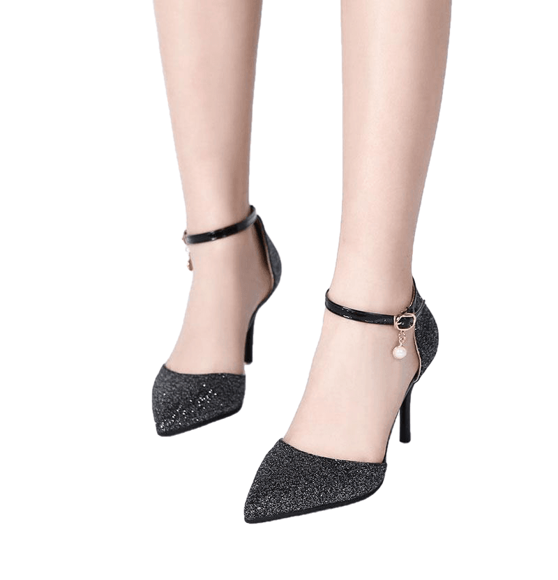 Fashion Buckle Crystal Bling Pumps Women Elegant Thin High Heels Point Toe Party Wedding Shoes Woman Sexy Bridal Pumps Stiletto - Sheseelady